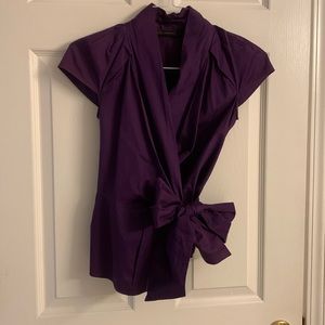 EUC David Lawrence purple wrap peplum top size 6
